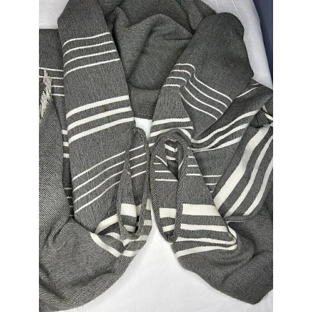 J. Crew Striped Cape Scarf With Armholes One Size Gray White Lightweight Vintage